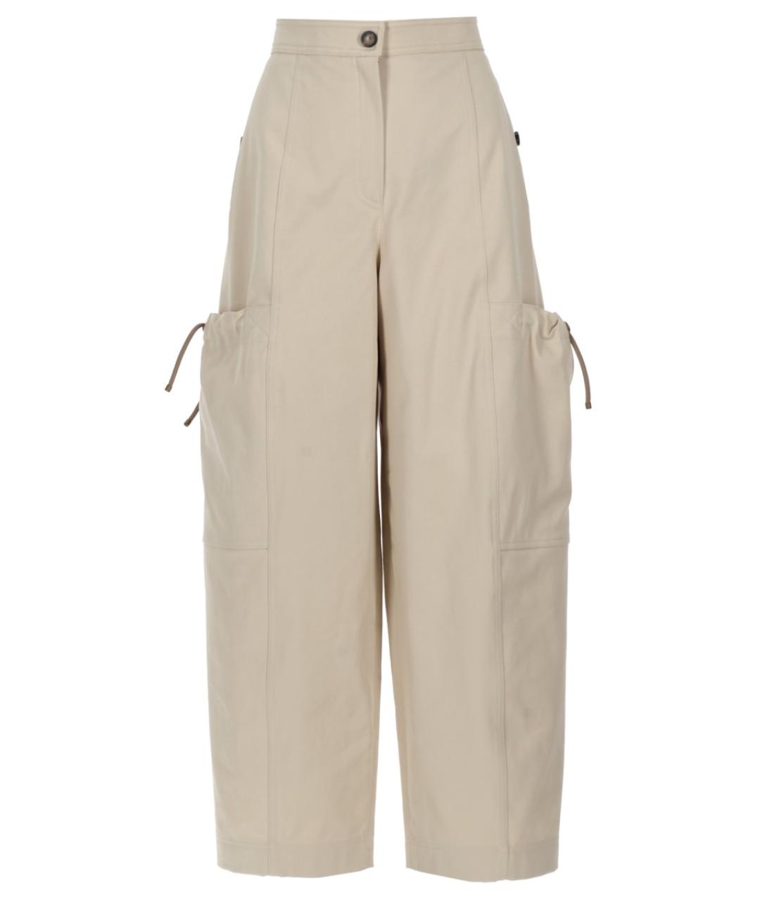 MAX MARA Бежевые хлопковые прямые брюки, фото 1