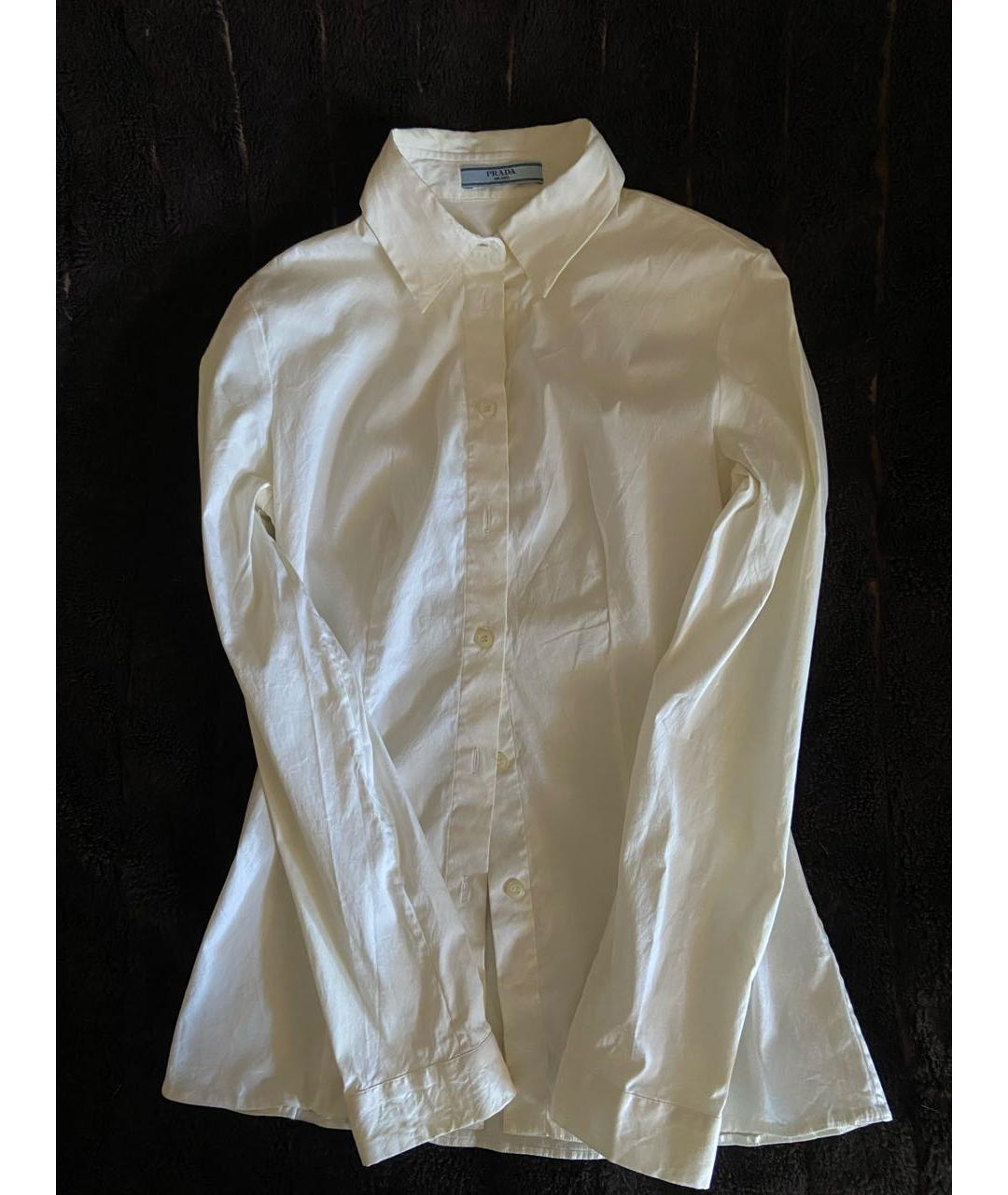 PRADA Белая хлопко-эластановая рубашка, фото 6