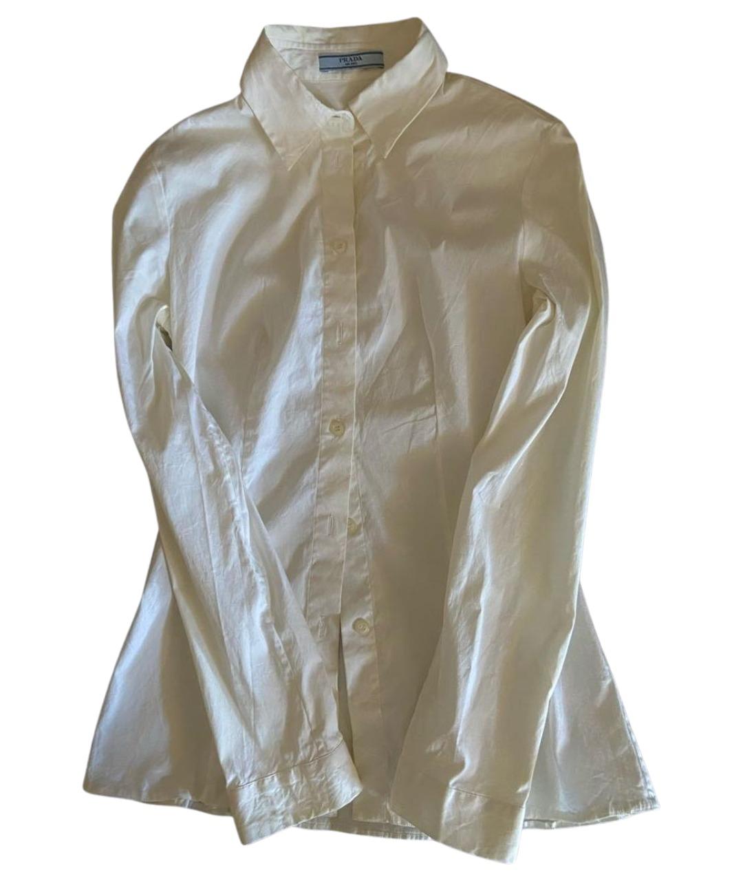 PRADA Белая хлопко-эластановая рубашка, фото 1