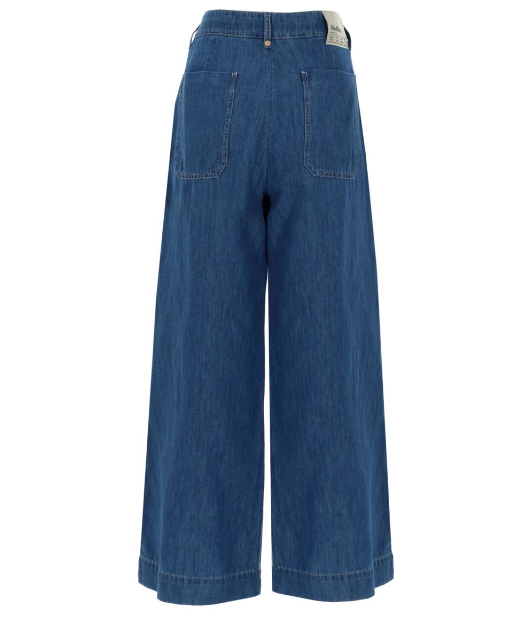 'S MAX MARA Синие хлопковые прямые брюки, фото 2