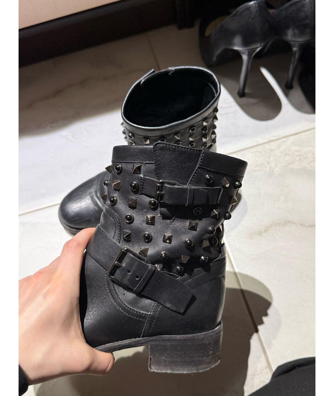 VALENTINO Черные кожаные полусапоги, фото 2