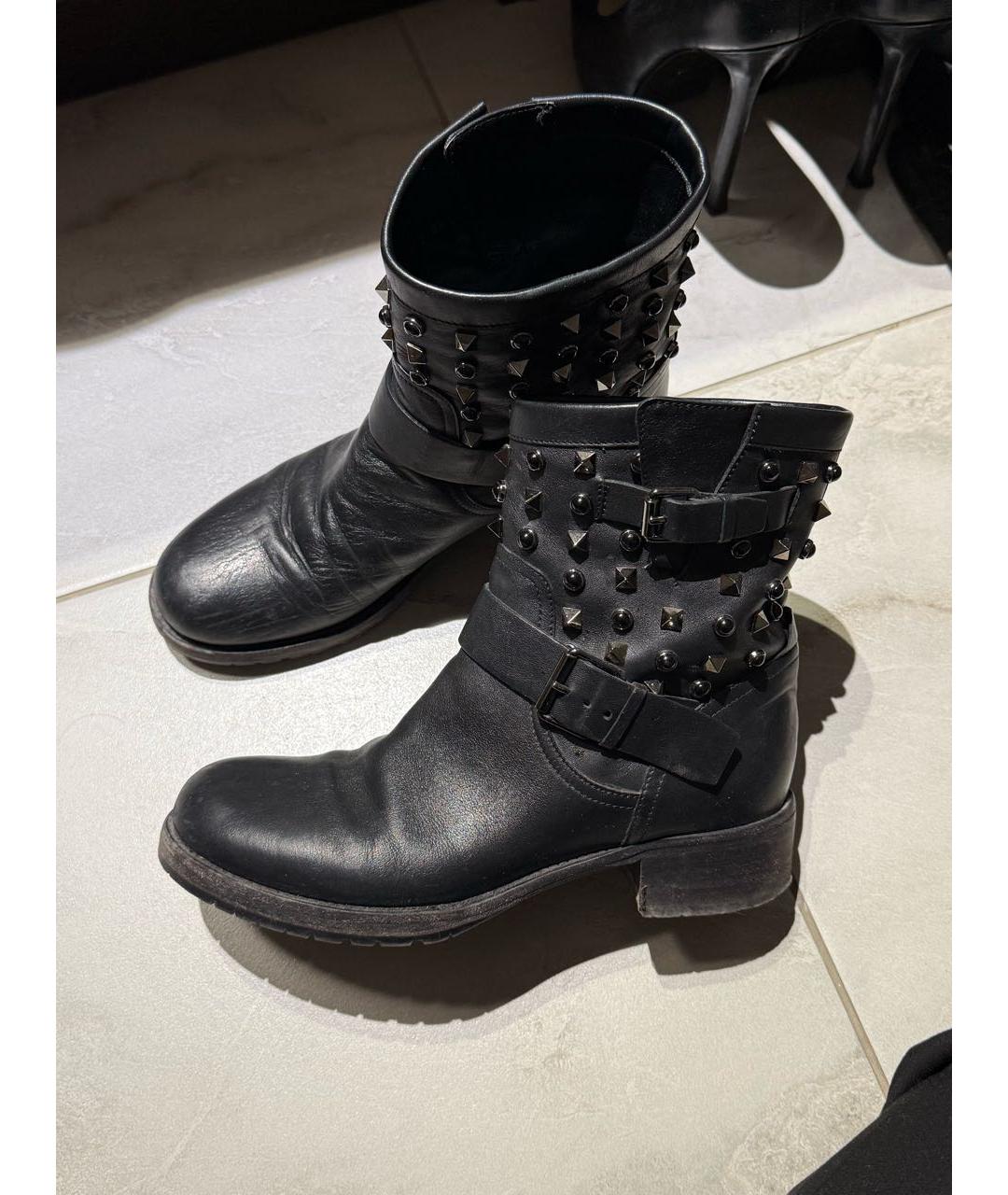 VALENTINO Черные кожаные полусапоги, фото 9