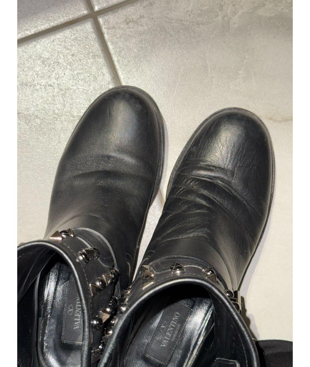VALENTINO Черные кожаные полусапоги, фото 6