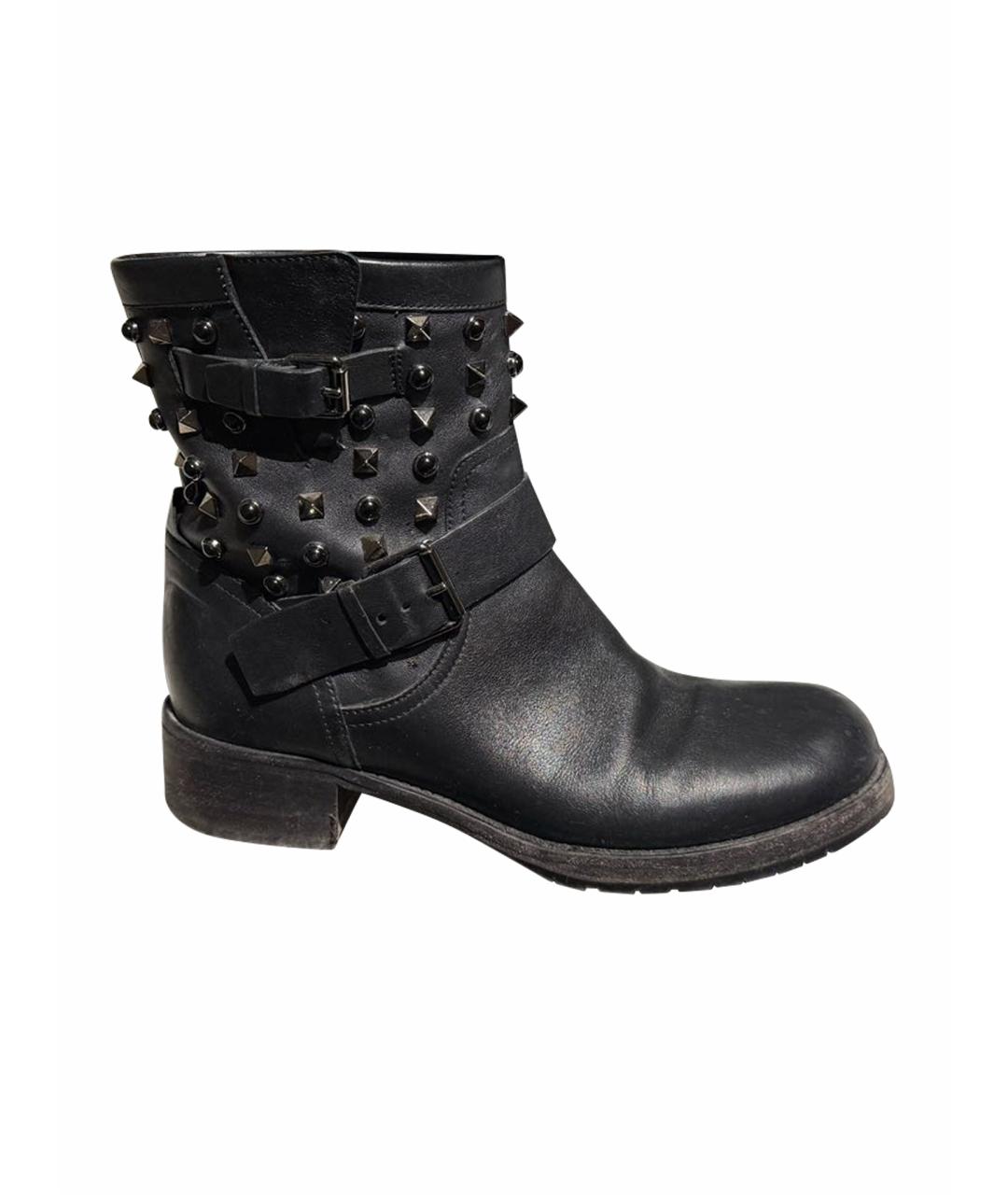 VALENTINO Черные кожаные полусапоги, фото 1