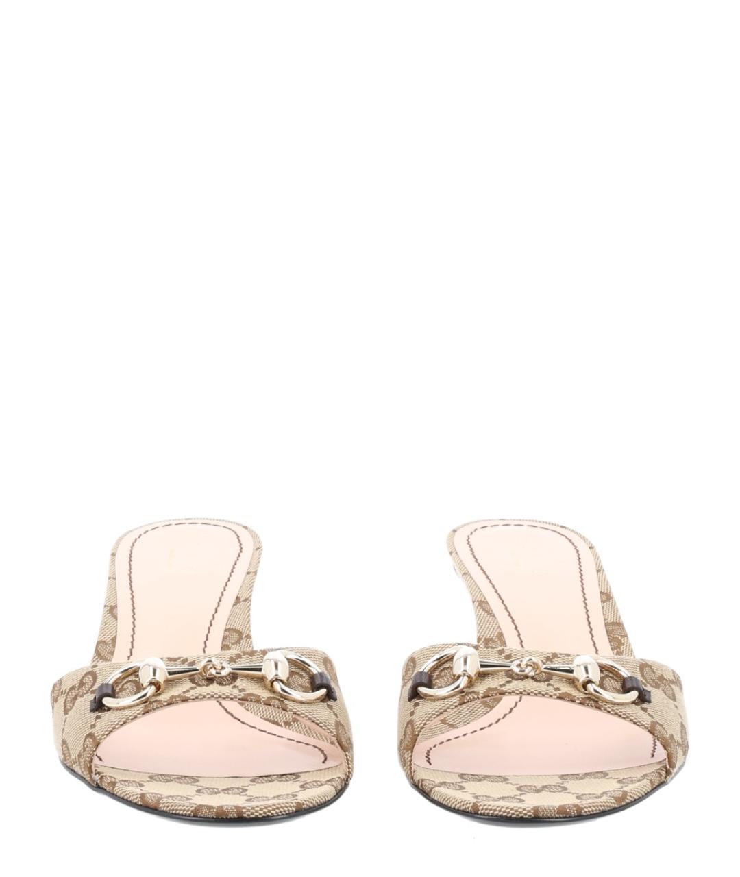 GUCCI Бежевые текстильные мюли, фото 3