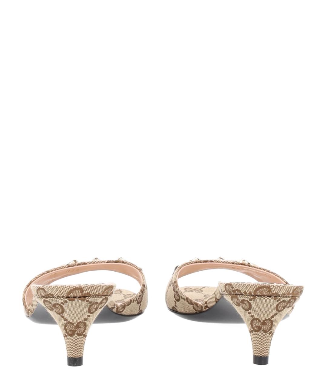 GUCCI Бежевые текстильные мюли, фото 4