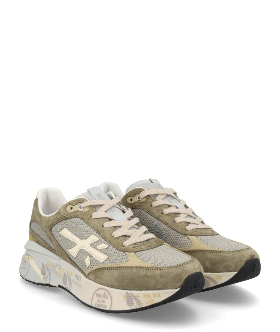 PREMIATA Зеленые кожаные низкие кроссовки / кеды, фото 2