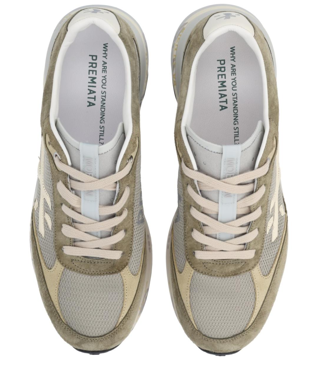 PREMIATA Зеленые кожаные низкие кроссовки / кеды, фото 5