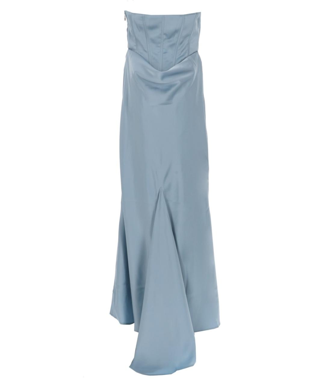 ROTATE Синее полиэстеровое вечернее платье, фото 2