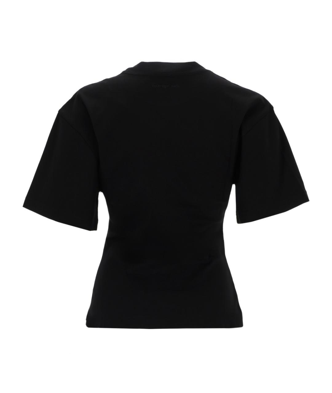 COURREGES Черная хлопковая футболка, фото 2