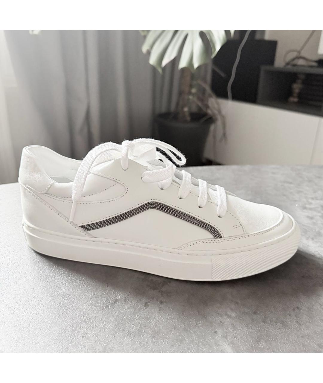 BRUNELLO CUCINELLI Белые кожаные кеды, фото 7