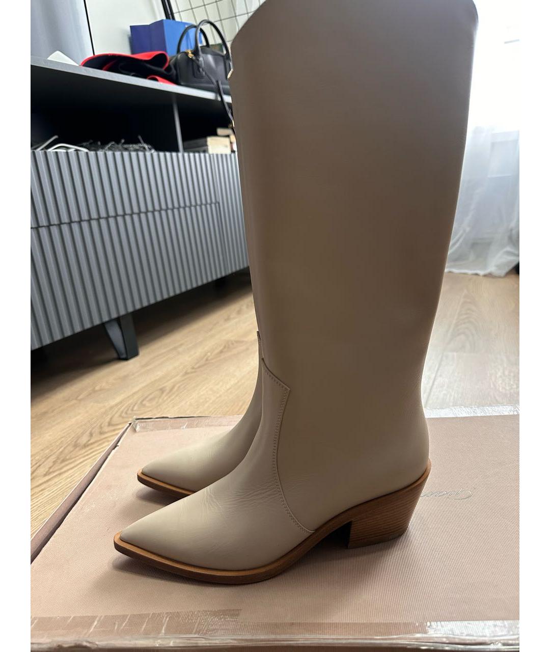 GIANVITO ROSSI Бежевые кожаные сапоги, фото 7