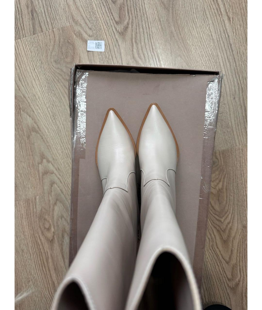 GIANVITO ROSSI Бежевые кожаные сапоги, фото 8