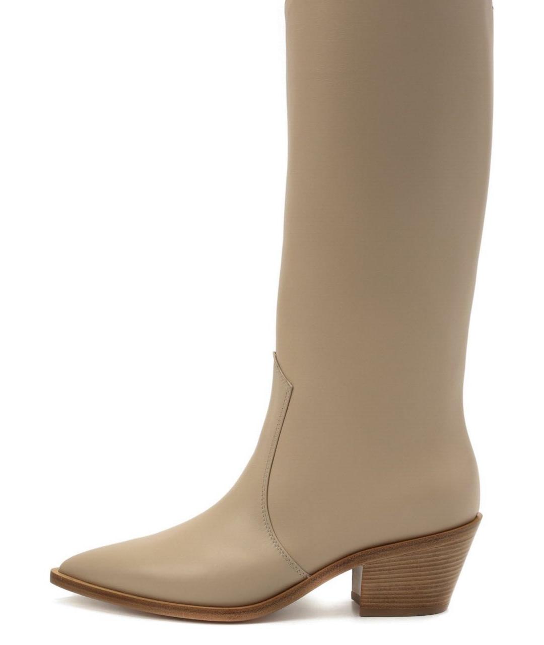 GIANVITO ROSSI Бежевые кожаные сапоги, фото 4