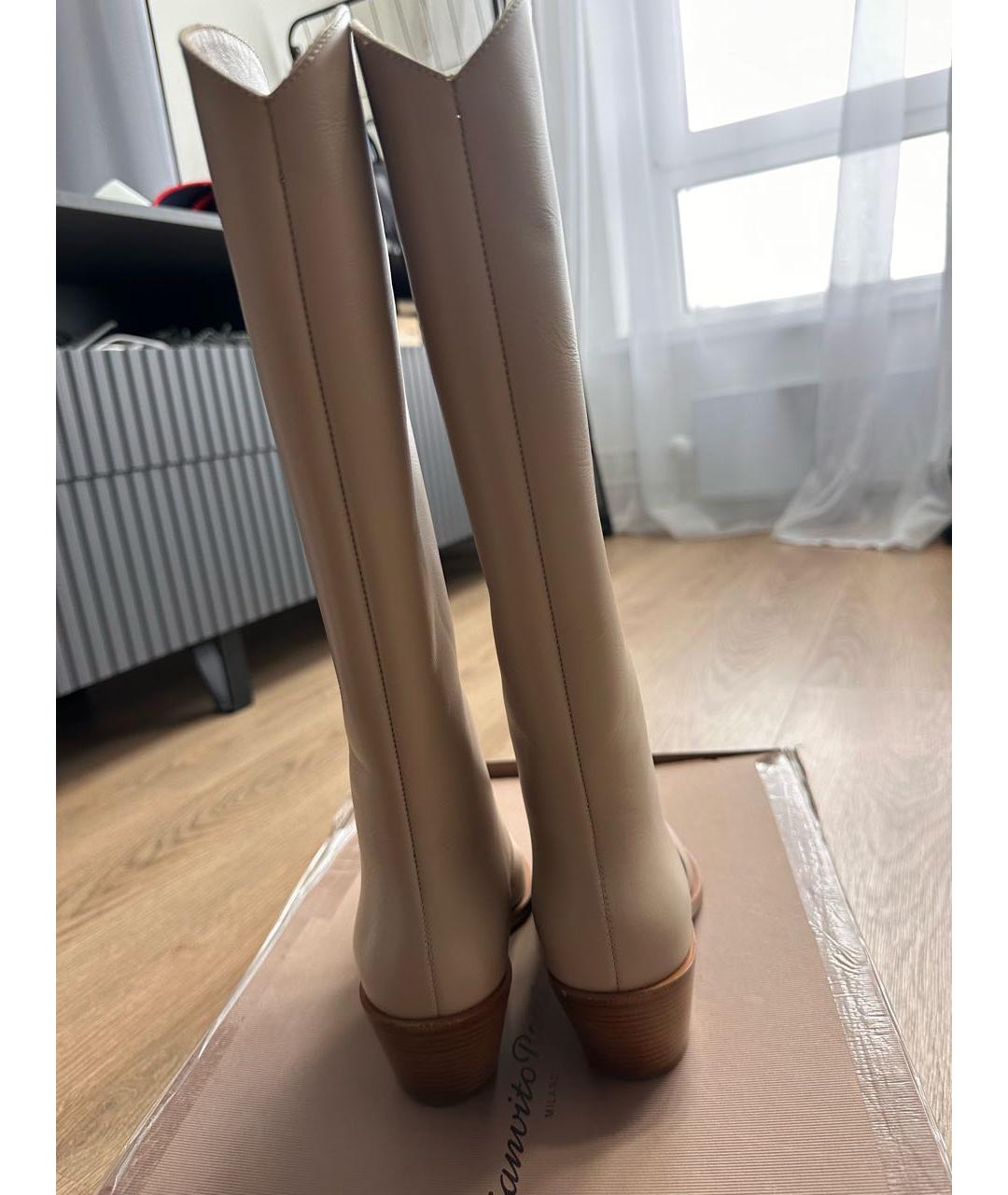 GIANVITO ROSSI Бежевые кожаные сапоги, фото 6