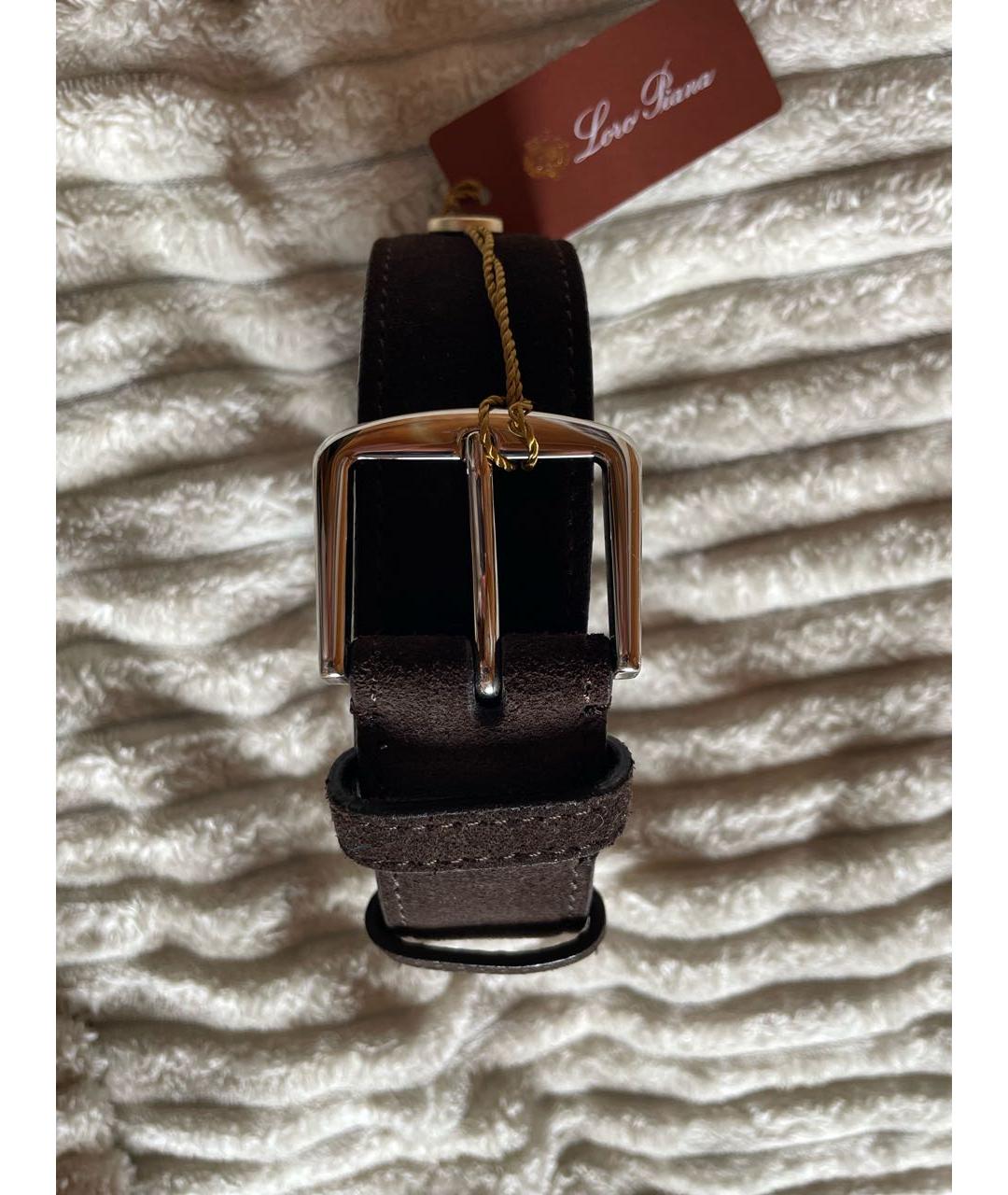 LORO PIANA Коричневый замшевый ремень, фото 5