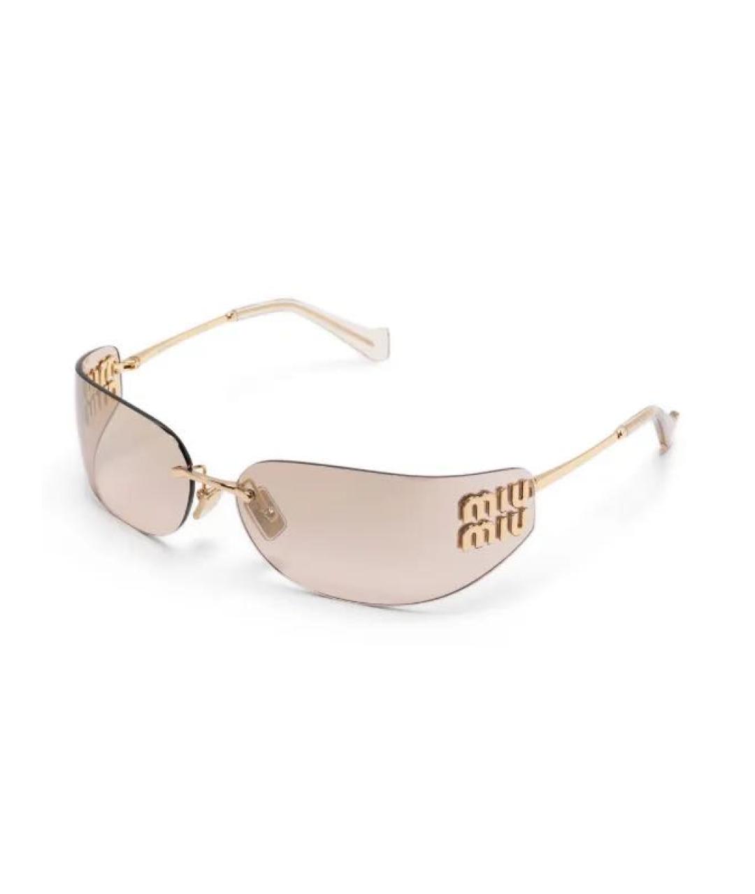 MIU MIU Золотые металлические солнцезащитные очки, фото 1