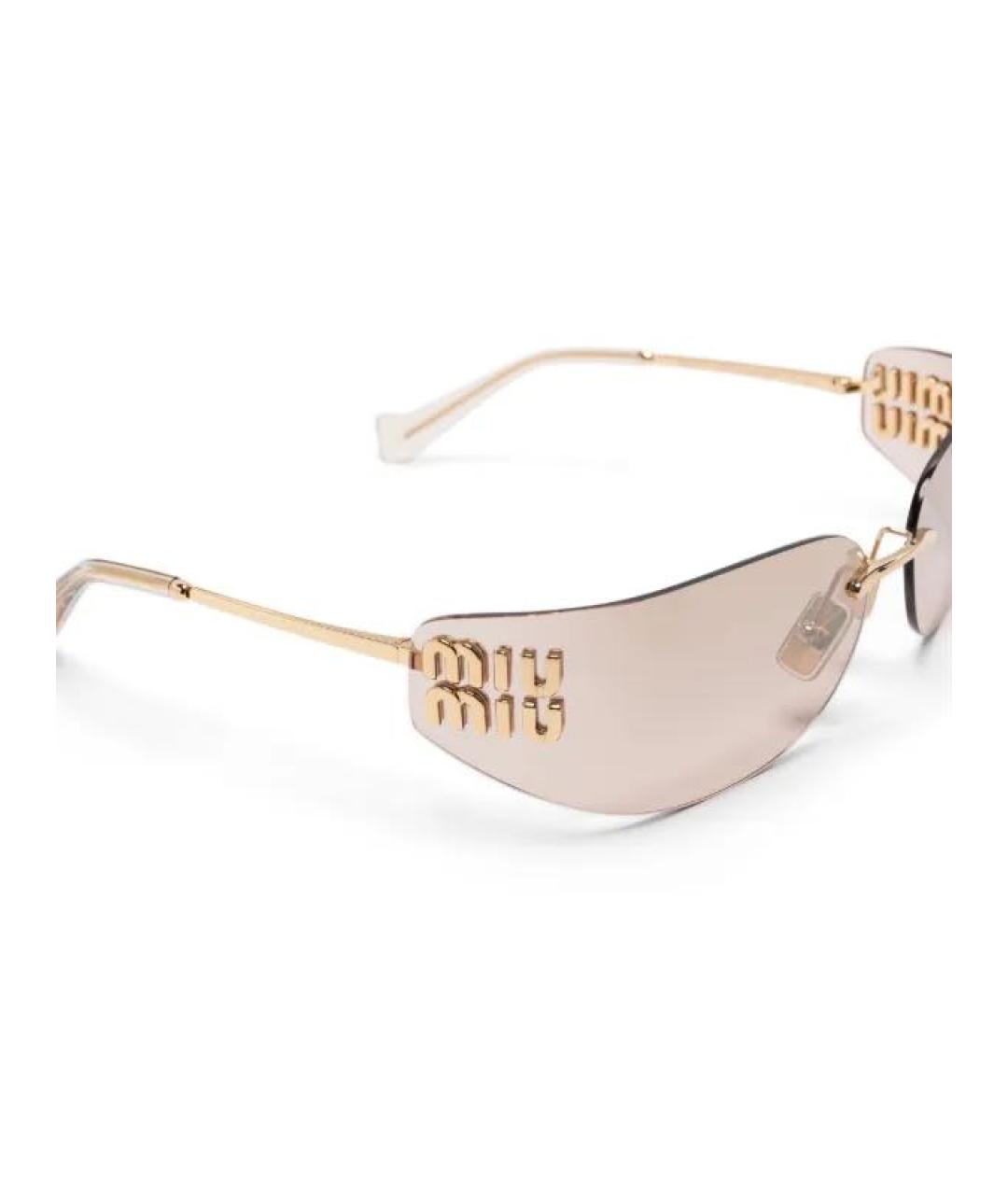 MIU MIU Золотые металлические солнцезащитные очки, фото 3