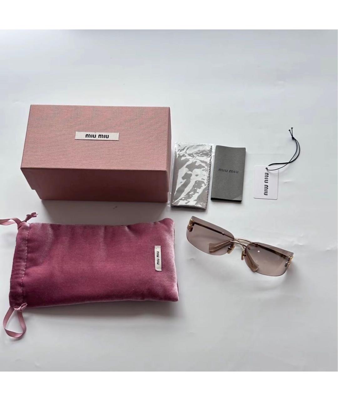 MIU MIU Золотые металлические солнцезащитные очки, фото 4