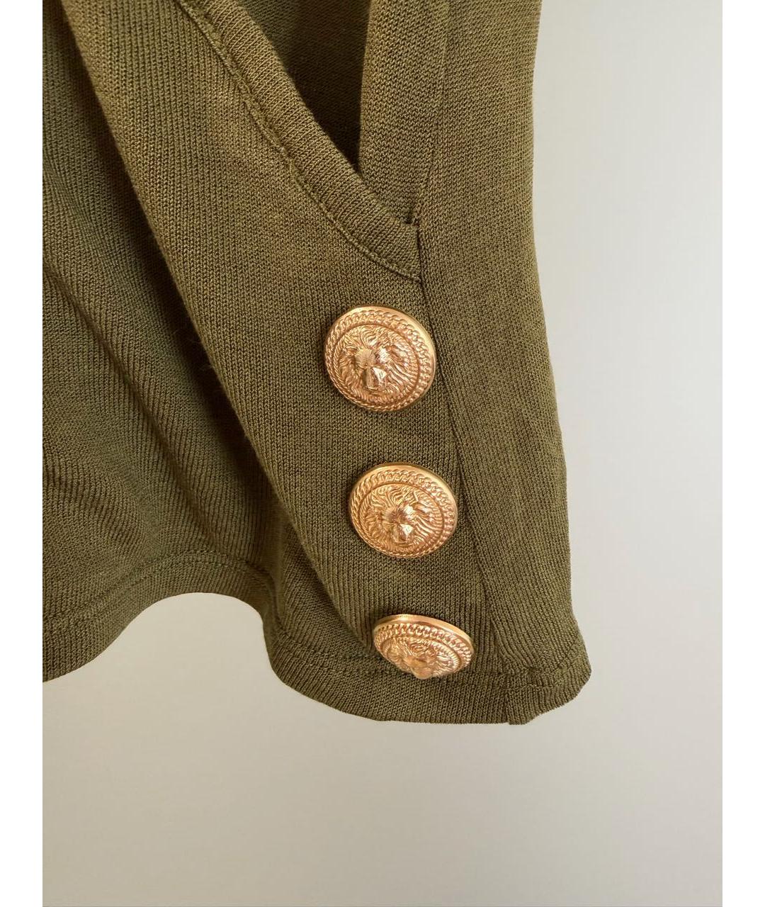 BALMAIN Хаки хлопковая майка, фото 3