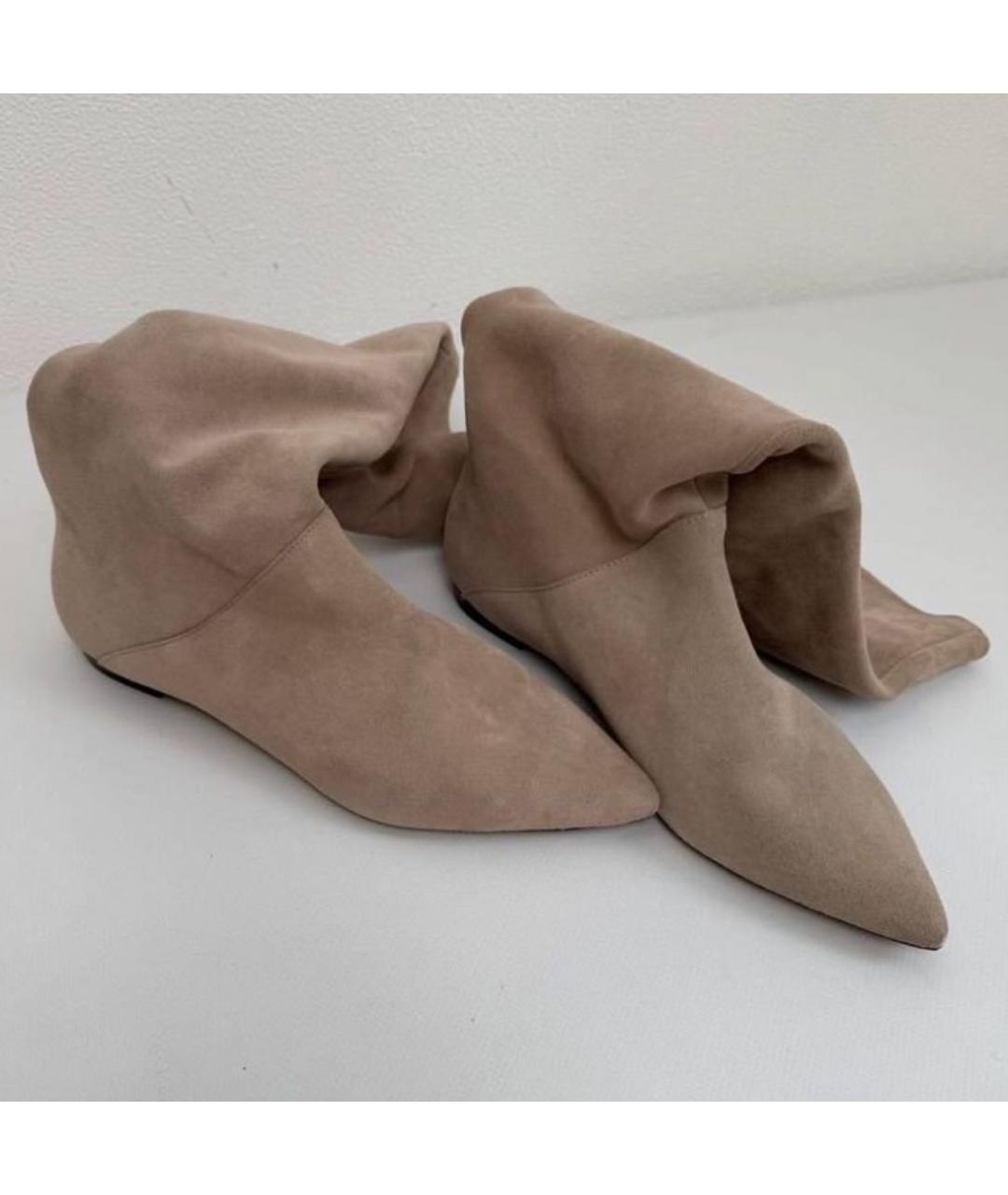 MAX MARA Бежевые замшевые сапоги, фото 7