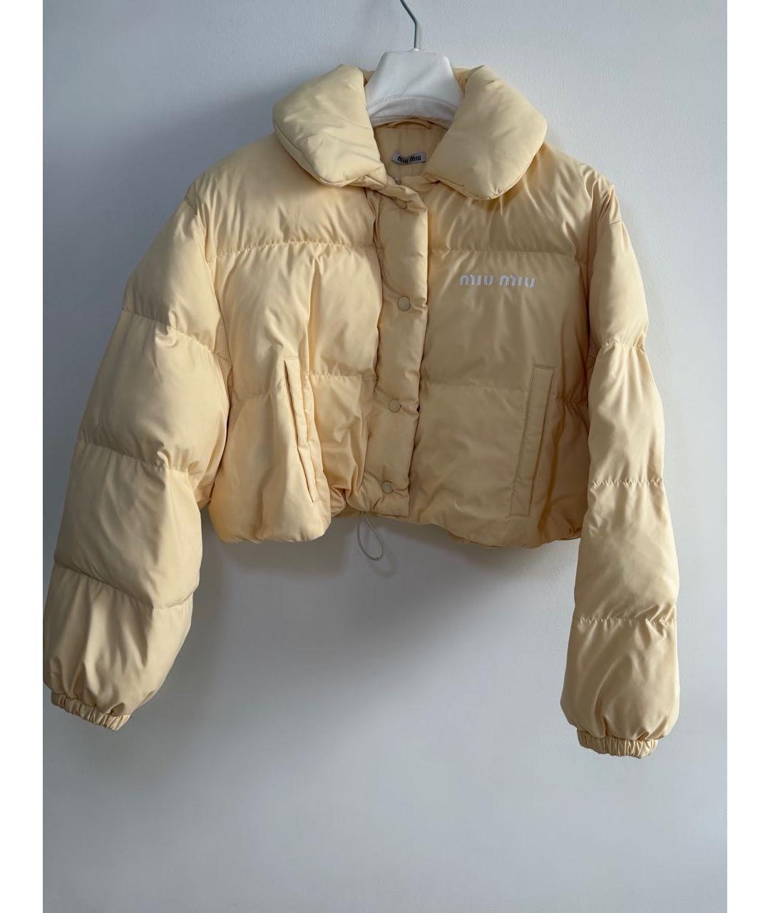 MIU MIU Желтый полиэстеровый пуховик, фото 8