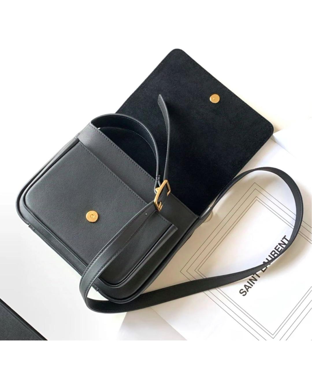 SAINT LAURENT Черная кожаная сумка через плечо, фото 5