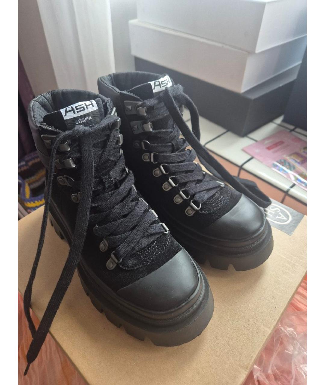 ASH Черные кожаные ботинки, фото 8