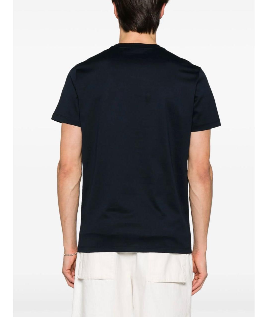 MONCLER Черная хлопко-леновая футболка, фото 2