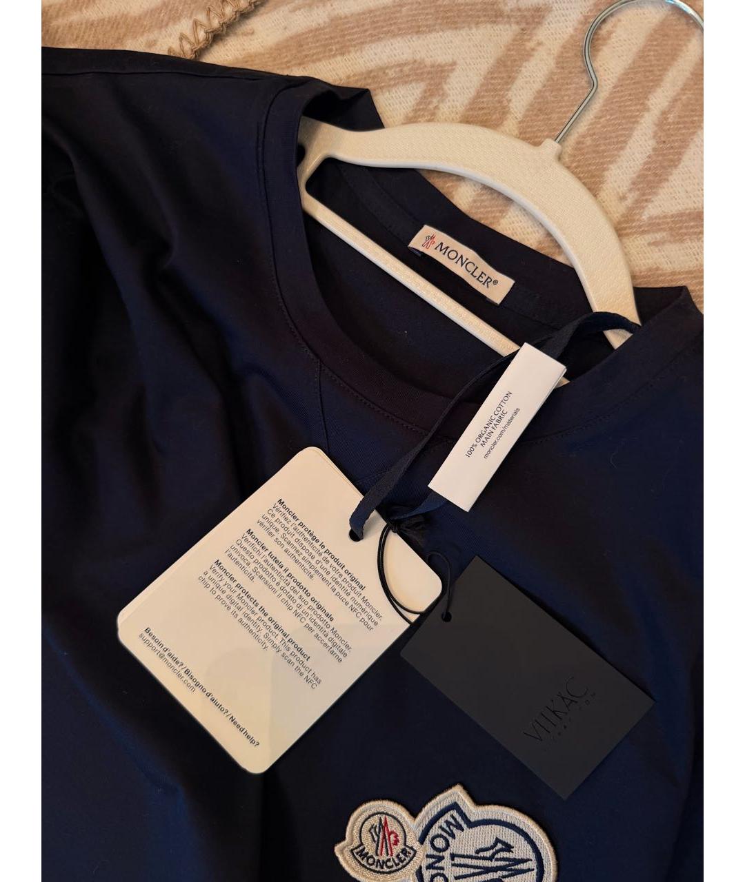 MONCLER Черная хлопко-леновая футболка, фото 3