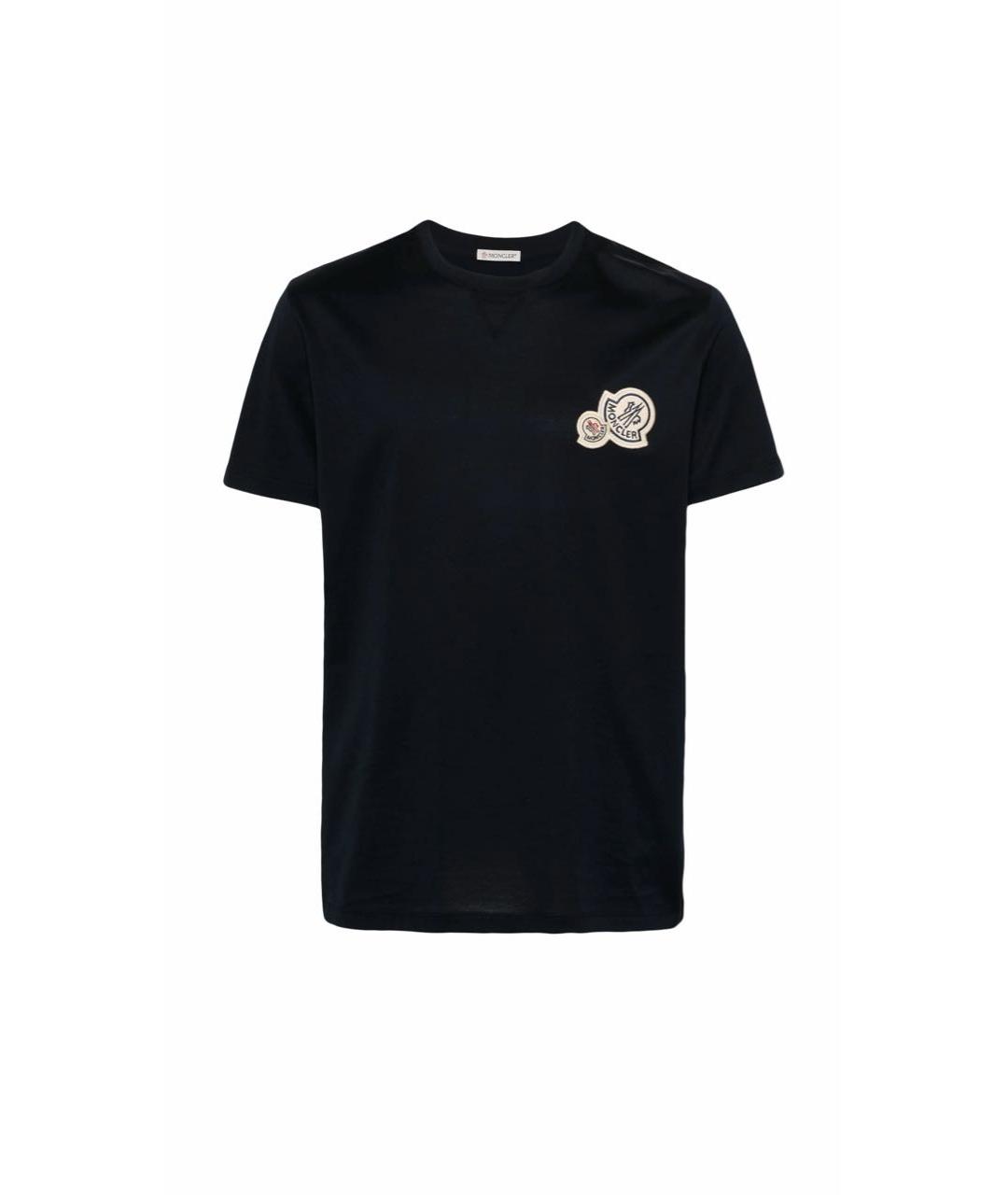 MONCLER Черная хлопко-леновая футболка, фото 5
