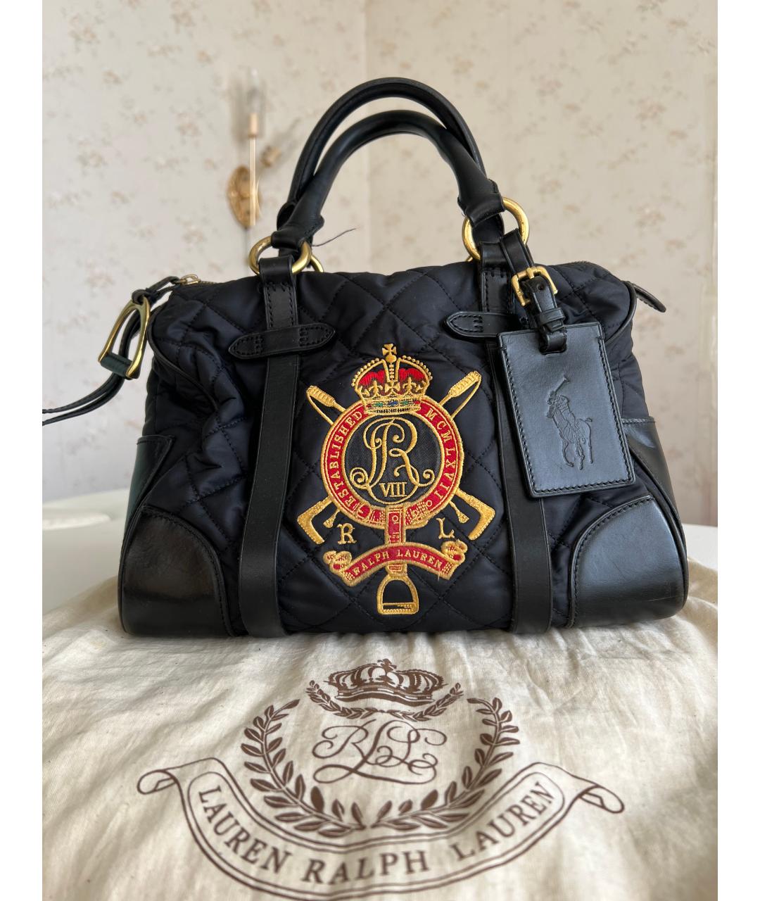 RALPH LAUREN Черная сумка с короткими ручками, фото 5