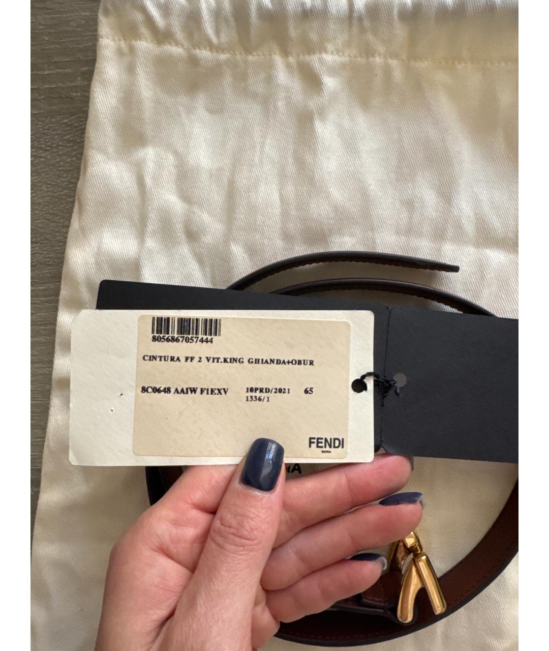 FENDI Коричневый кожаный ремень, фото 5