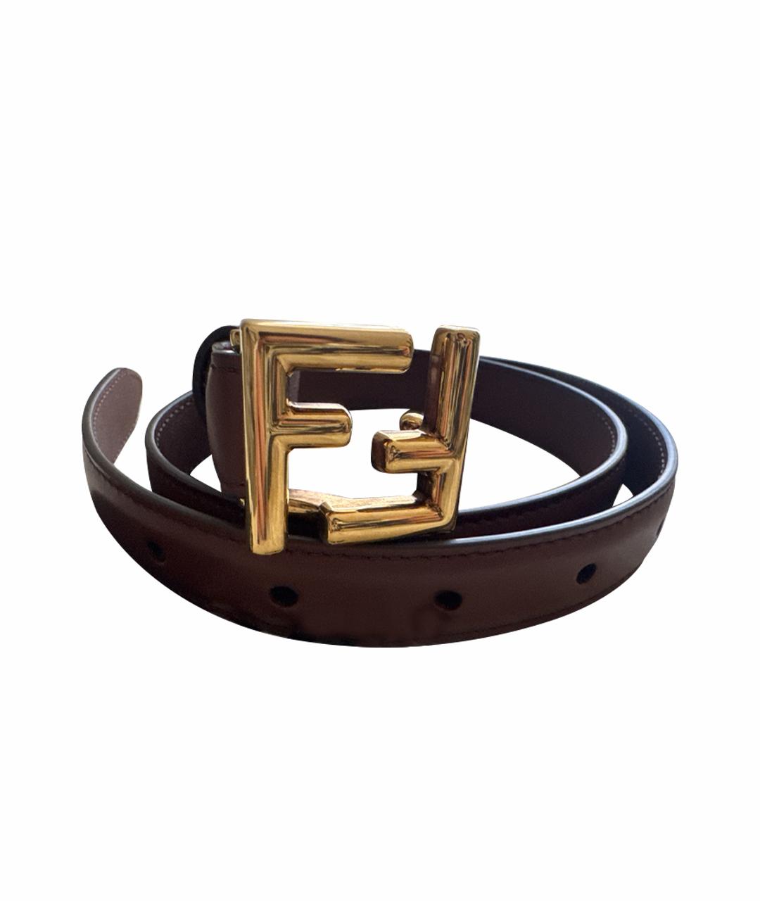 FENDI Коричневый кожаный ремень, фото 8