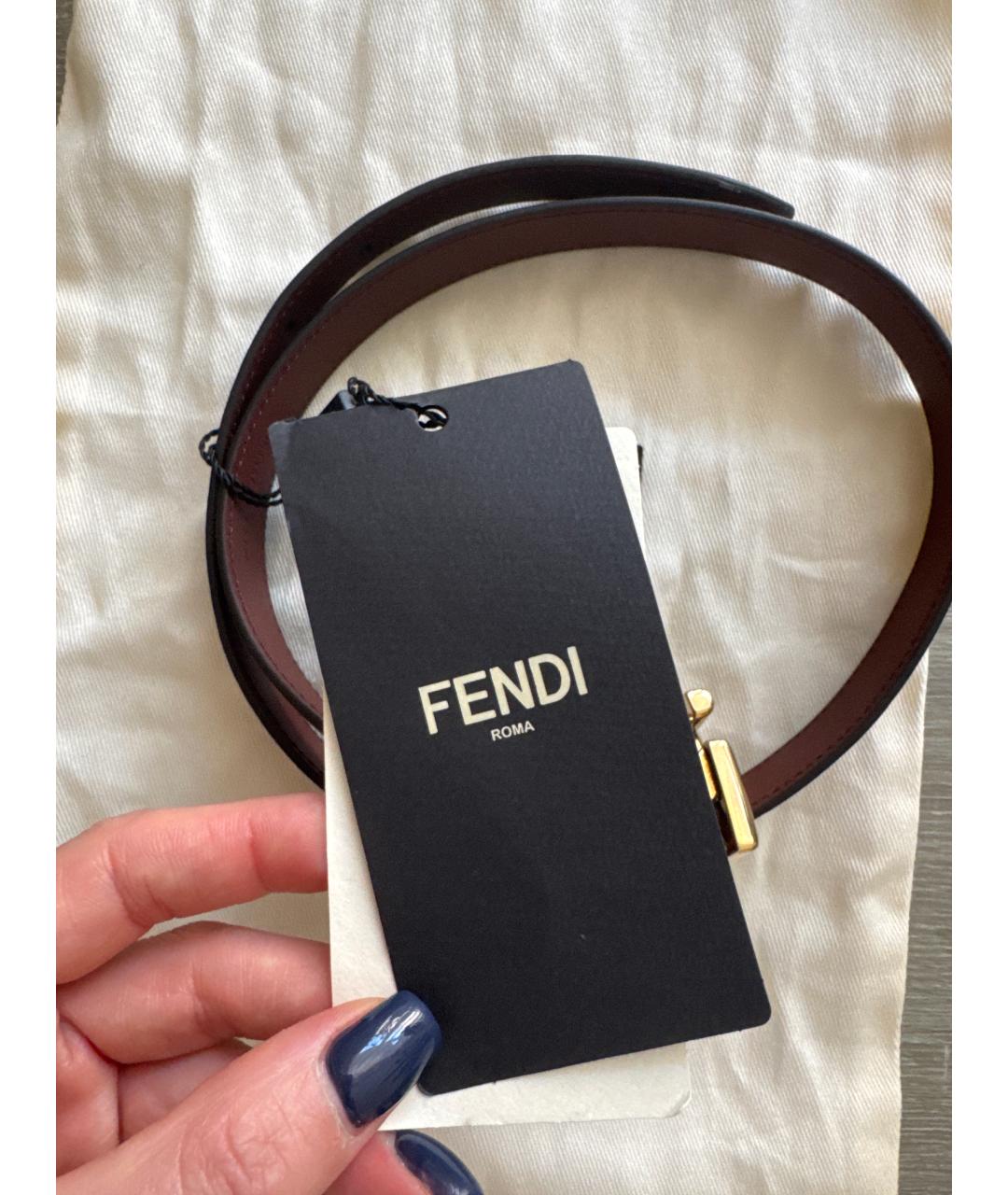 FENDI Коричневый кожаный ремень, фото 4