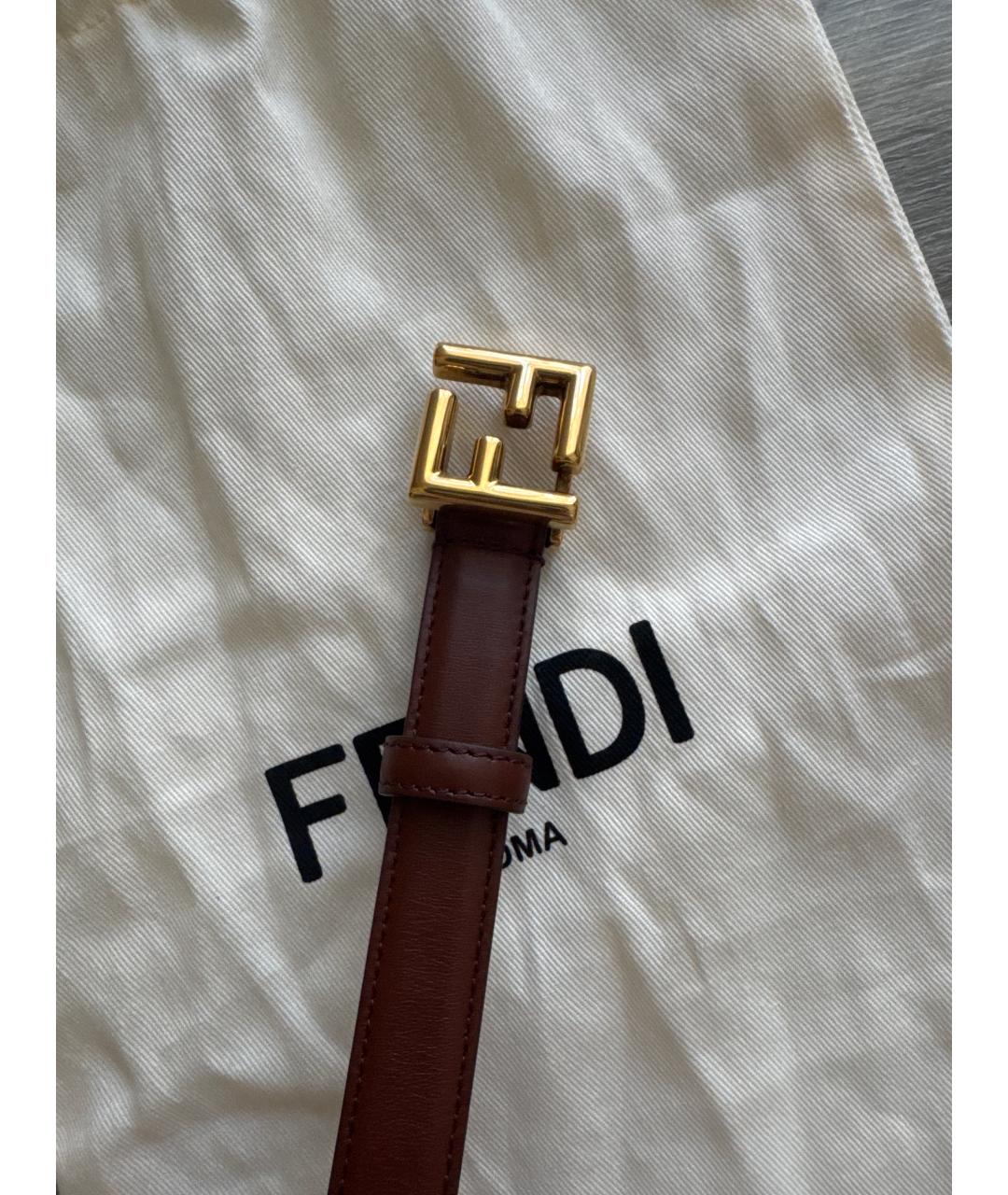 FENDI Коричневый кожаный ремень, фото 2