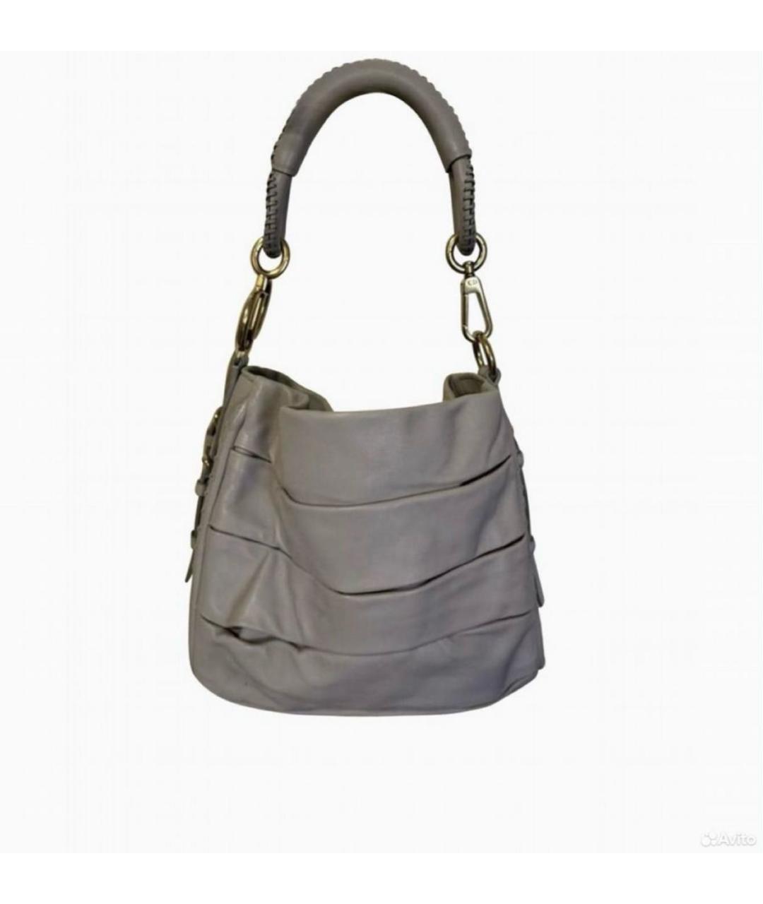 CHRISTIAN DIOR Серая кожаная сумка с короткими ручками, фото 8