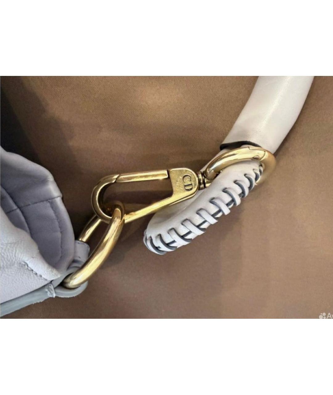 CHRISTIAN DIOR Серая кожаная сумка с короткими ручками, фото 6