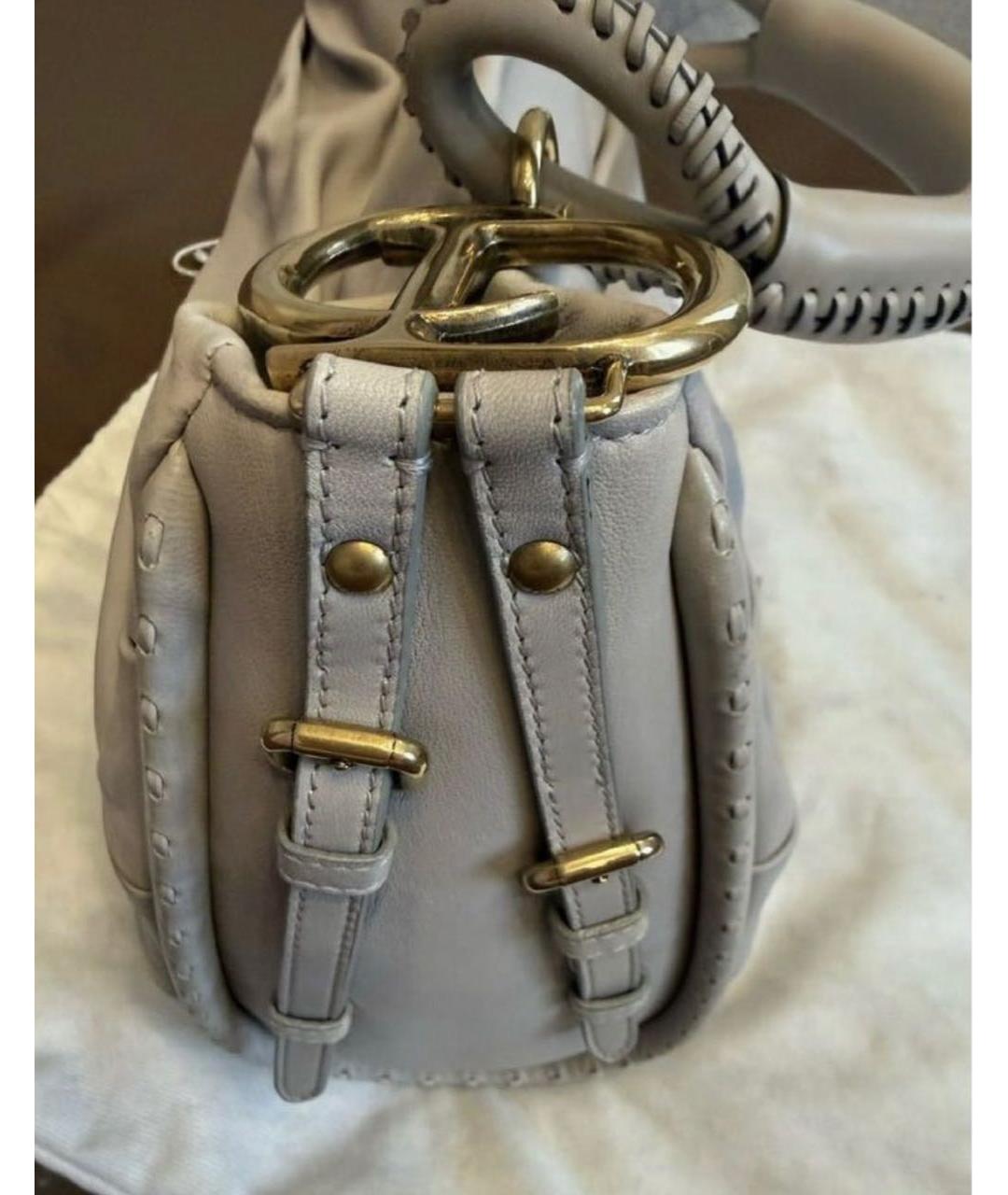 CHRISTIAN DIOR Серая кожаная сумка с короткими ручками, фото 7
