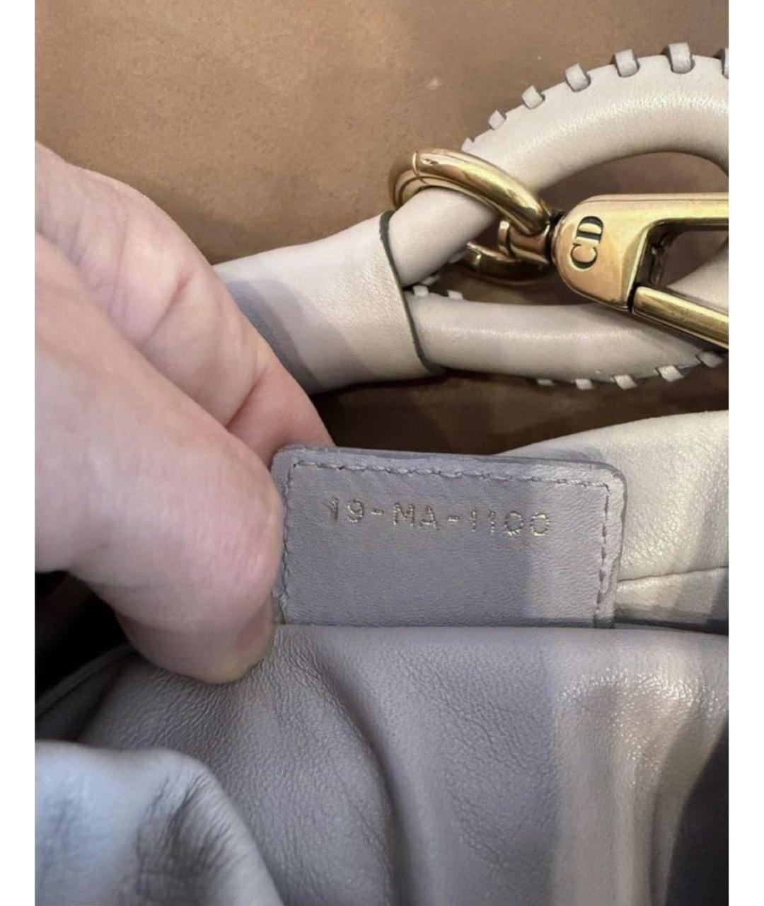 CHRISTIAN DIOR Серая кожаная сумка с короткими ручками, фото 3