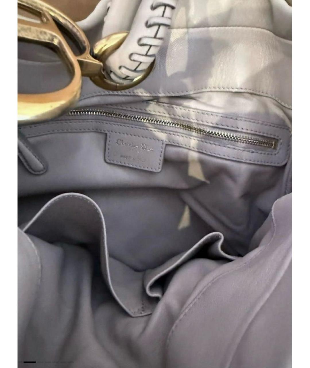CHRISTIAN DIOR Серая кожаная сумка с короткими ручками, фото 5