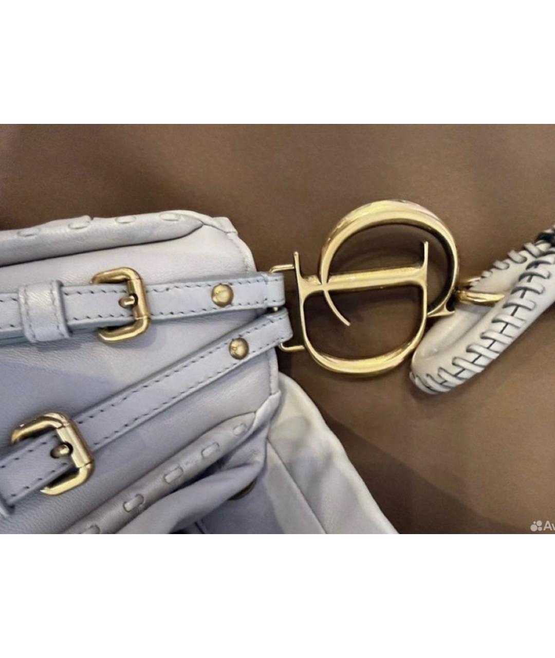 CHRISTIAN DIOR Серая кожаная сумка с короткими ручками, фото 4