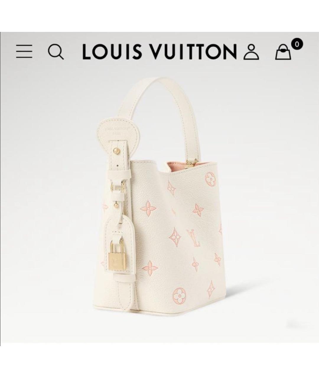 LOUIS VUITTON Белая кожаная сумка с короткими ручками, фото 5