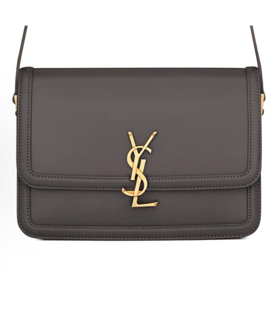 SAINT LAURENT Серая кожаная сумка через плечо, фото 2