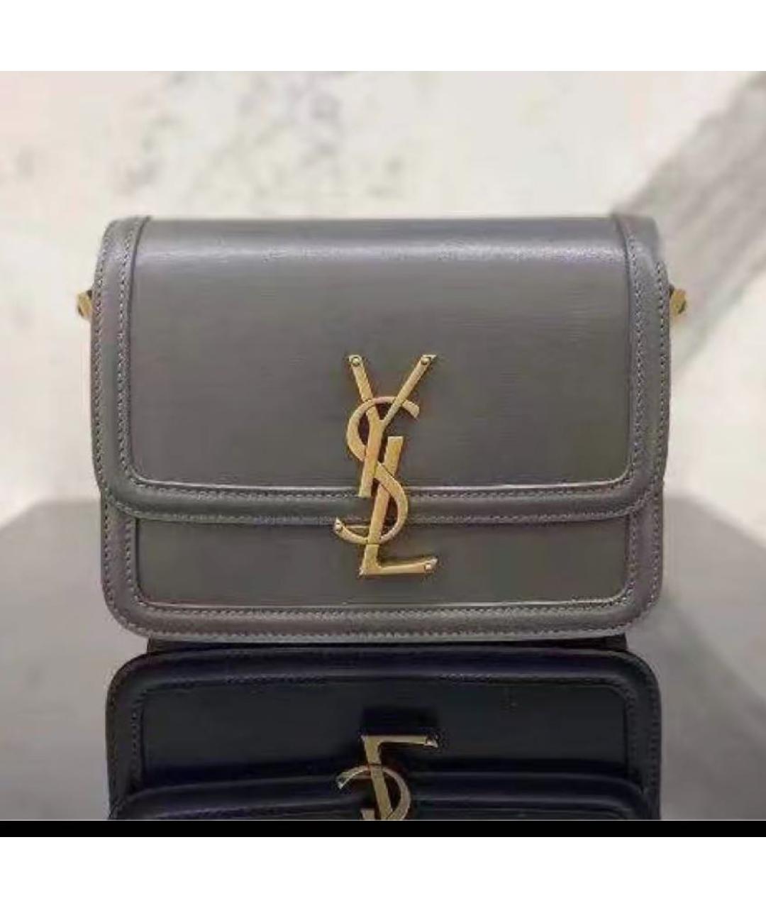SAINT LAURENT Серая кожаная сумка через плечо, фото 6