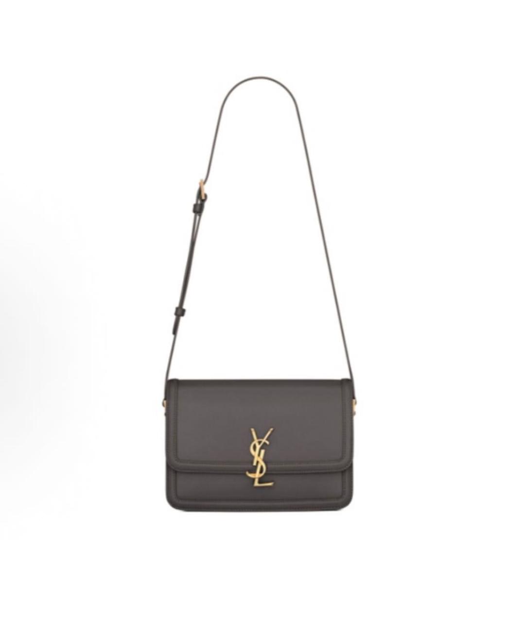 SAINT LAURENT Серая кожаная сумка через плечо, фото 9