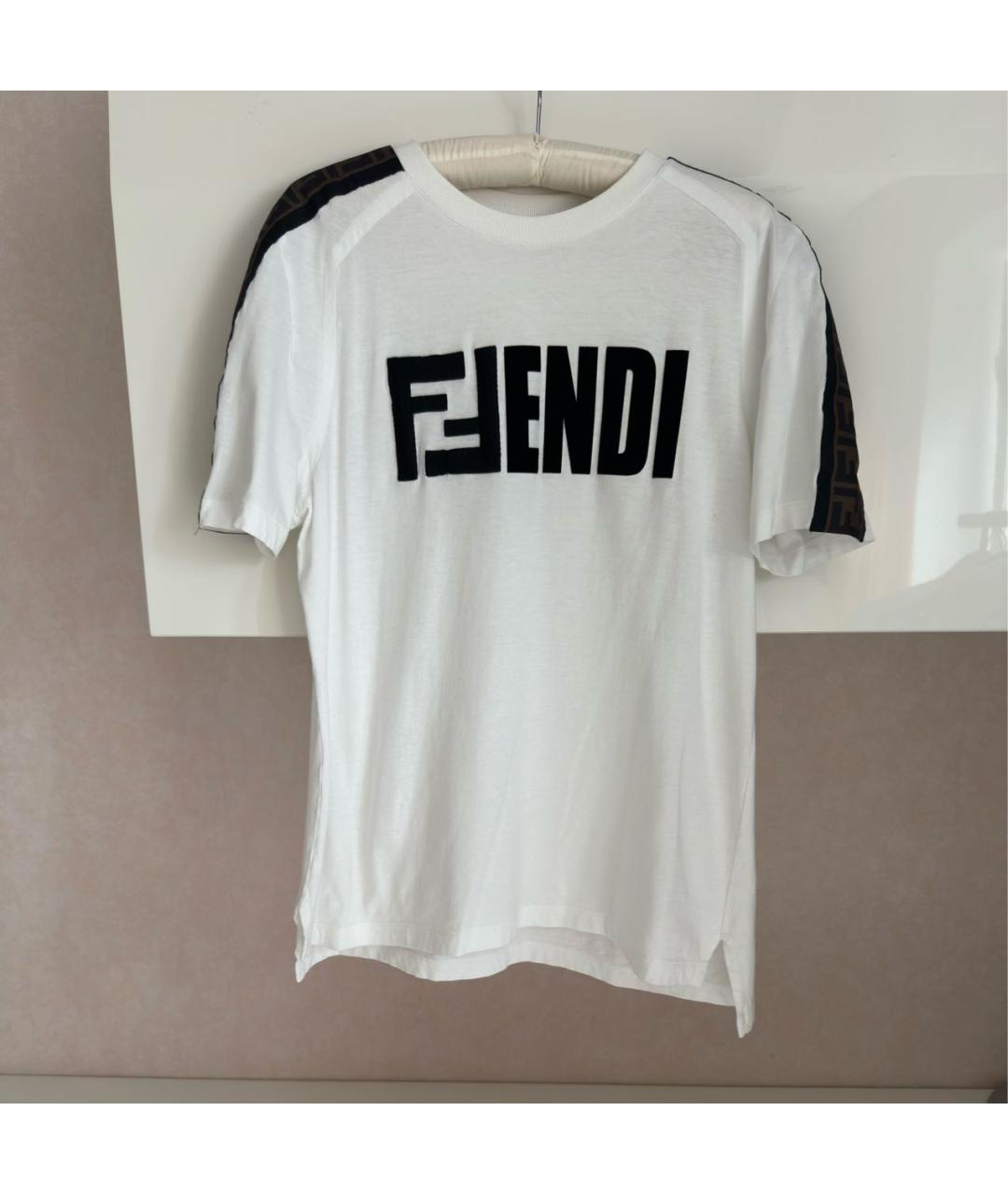 FENDI Белая хлопковая футболка, фото 6