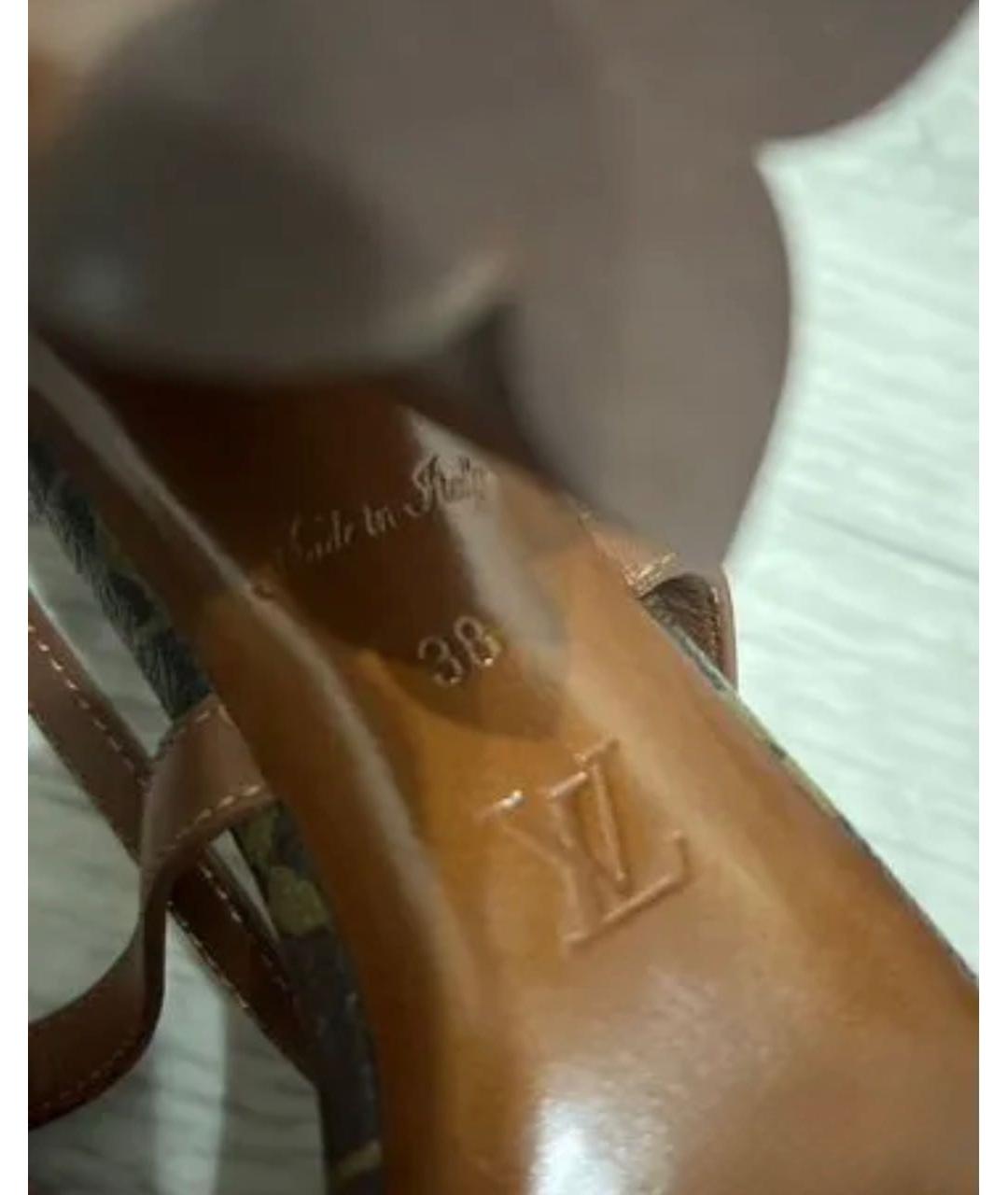 LOUIS VUITTON Коричневые кожаные босоножки, фото 8