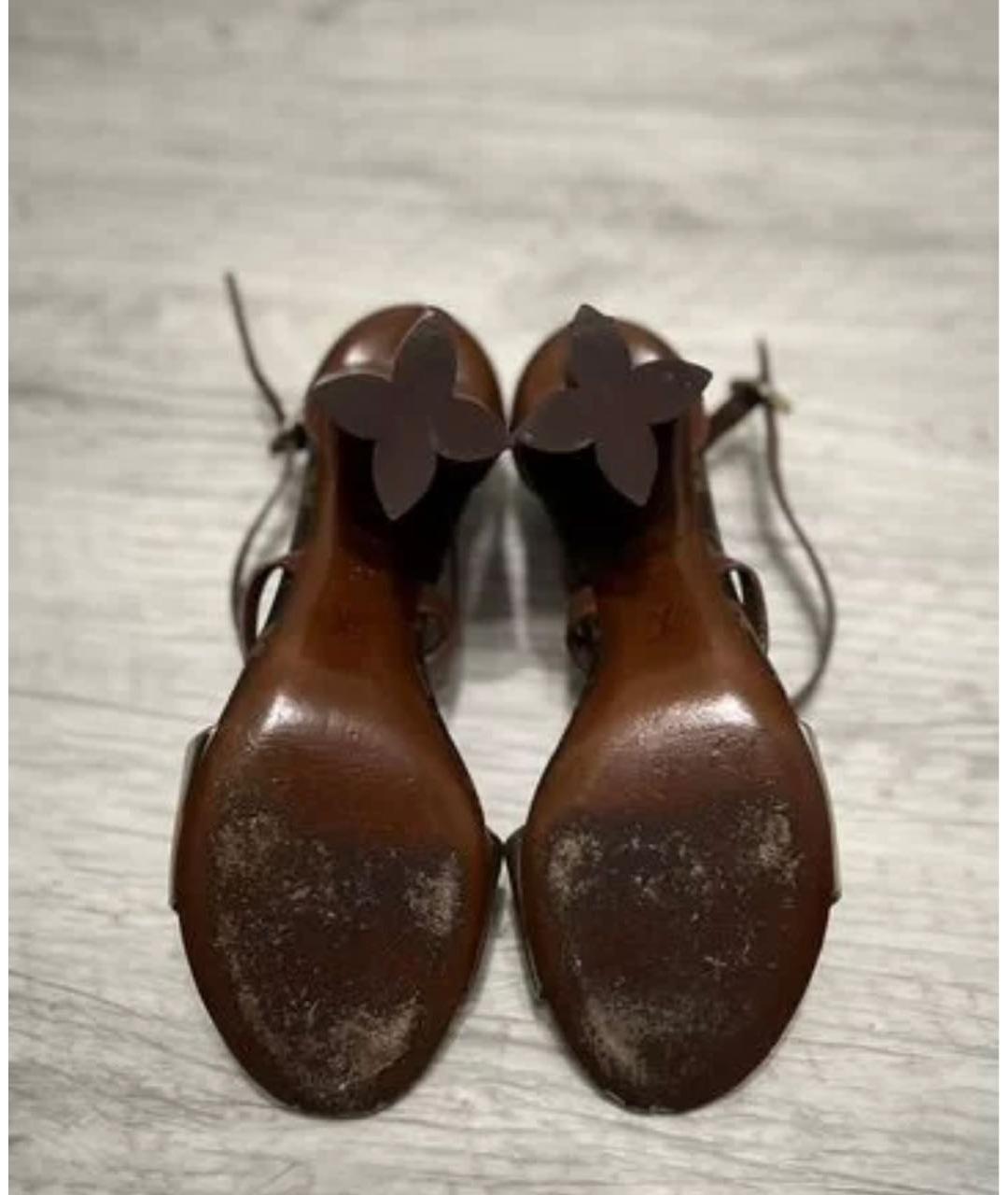 LOUIS VUITTON Коричневые кожаные босоножки, фото 7