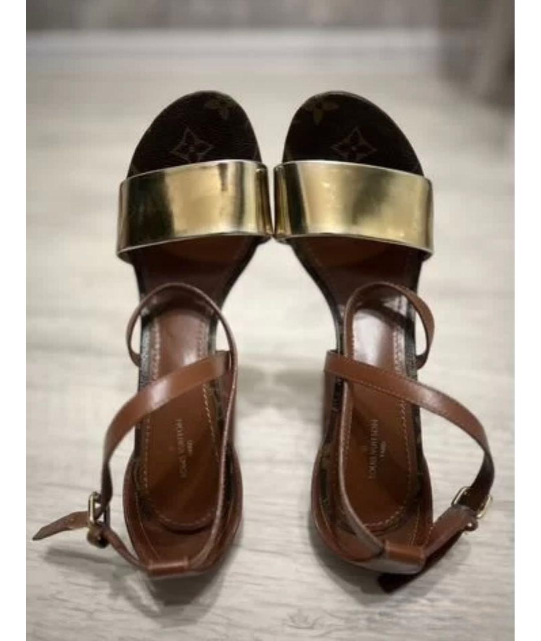 LOUIS VUITTON Коричневые кожаные босоножки, фото 3